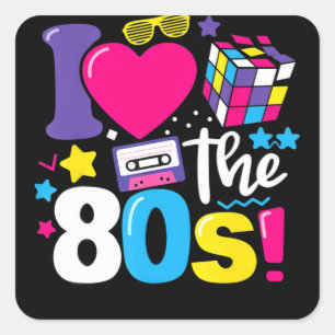 Sticker Carré J'Aime Les Vêtements Cadeaux Des Années 80