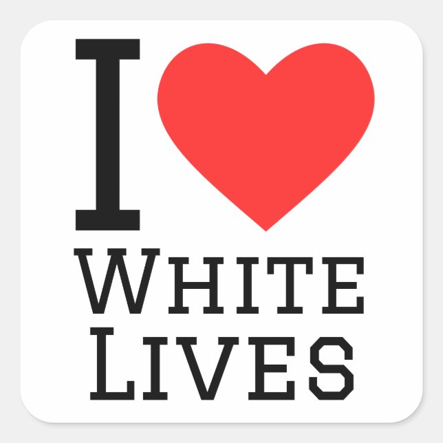 Sticker Carré J'aime les vies blanches (Devant)