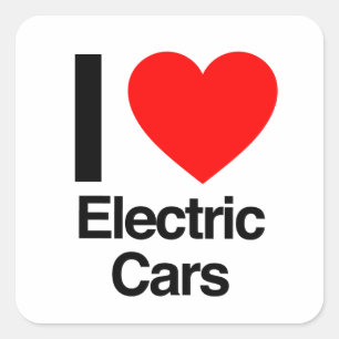 Sticker Carré j'aime les voitures électriques