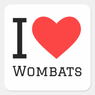 Sticker Carré J'aime les wombats