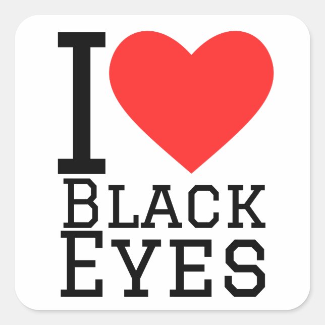 Sticker Carré J'aime les yeux noirs (Devant)