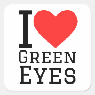 Sticker Carré J'aime les yeux verts