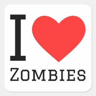Sticker Carré J'aime les zombies