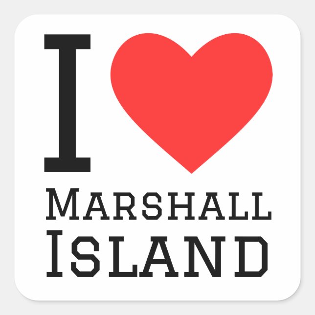 Sticker Carré J'aime l'île Marshall (Devant)