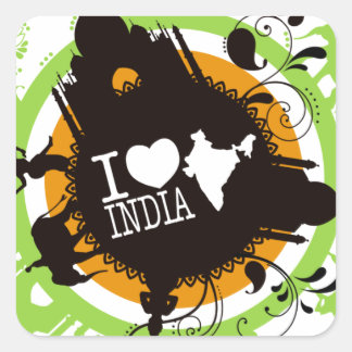 Sticker Carré J'aime l'inde