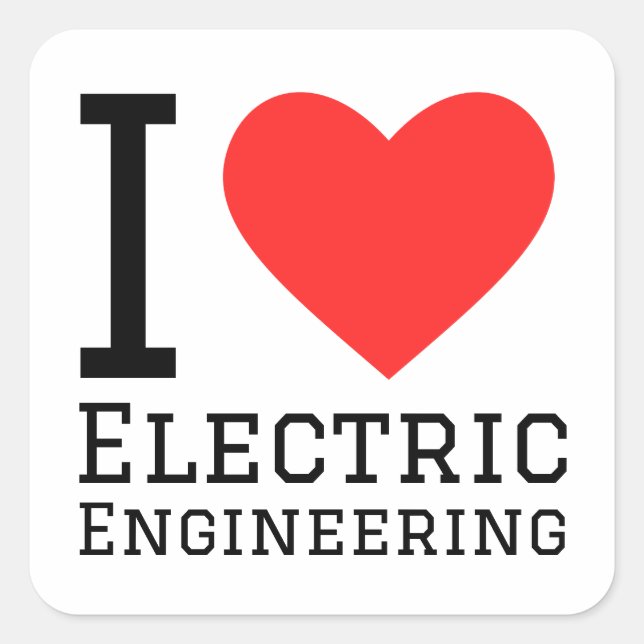 Sticker Carré J'aime l'ingénierie électrique (Devant)