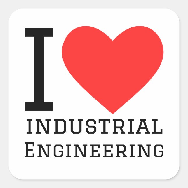 Sticker Carré J'aime l'ingénierie industrielle (Devant)