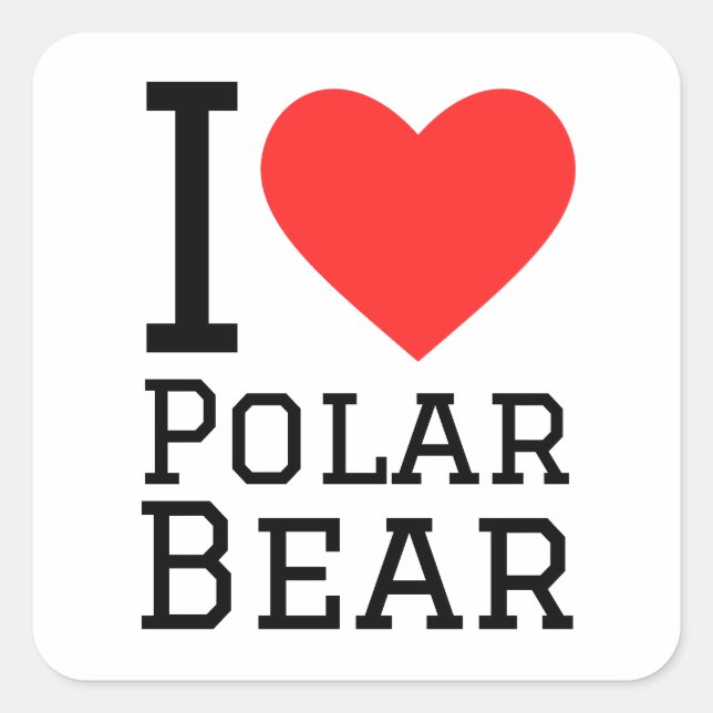 Sticker Carré J'aime l'ours polaire (Devant)