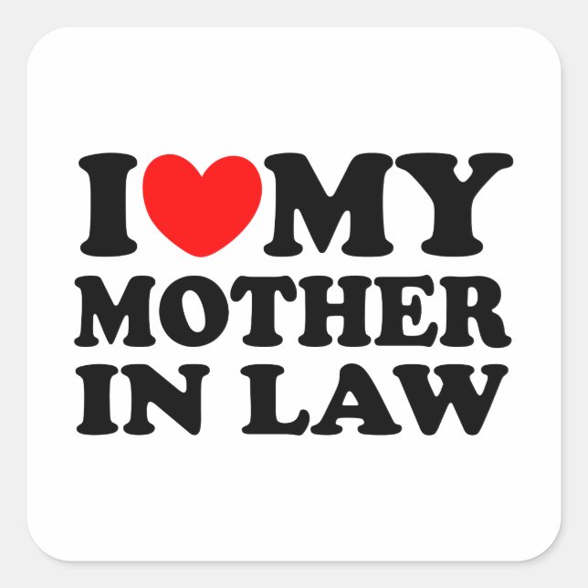 Sticker Carré J'Aime Ma Mère En Droit (Devant)