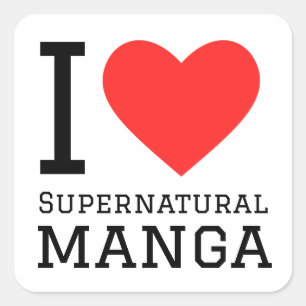Sticker Carré J'aime manga surnaturel