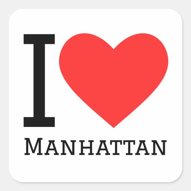 Sticker Carré J'aime manhattan (Devant)