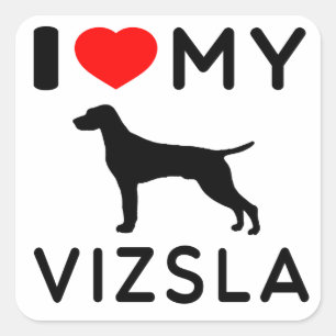 Sticker Carré J'Aime Mes Vizsla.