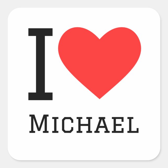 Sticker Carré J'aime michael (Devant)