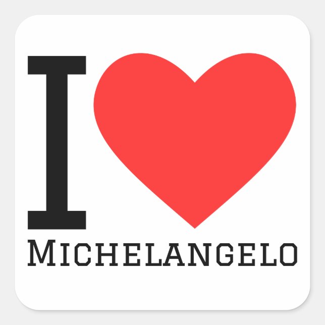 Sticker Carré J'aime Michel-Ange (Devant)