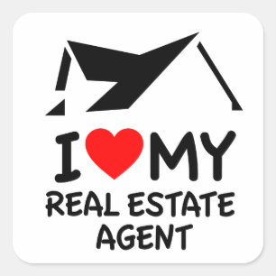 Sticker Carré J'aime mon agent immobilier