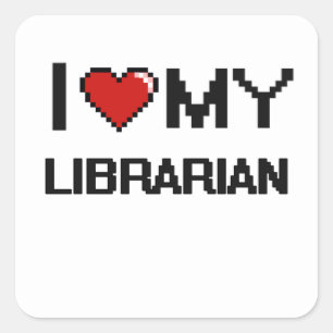 Sticker Carré J'aime mon bibliothécaire