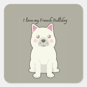 Sticker Carré J'aime mon bouledogue français