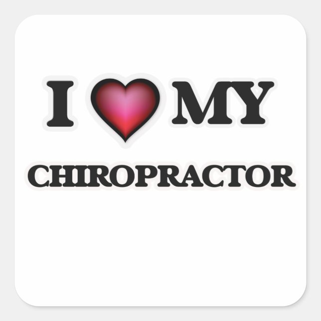 Sticker Carré J'aime mon chiropraticien (Devant)