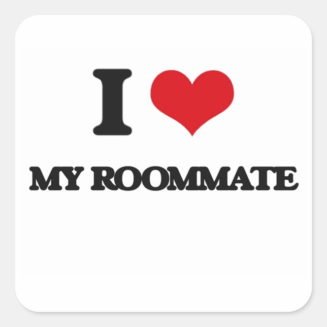 Sticker Carré J'Aime Mon colocataire (Devant)