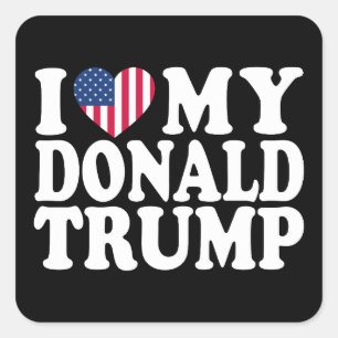 Sticker Carré J'aime mon Donald Trump président 2024