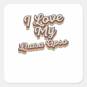 Sticker Carré J'Aime Mon Lhasa Apso