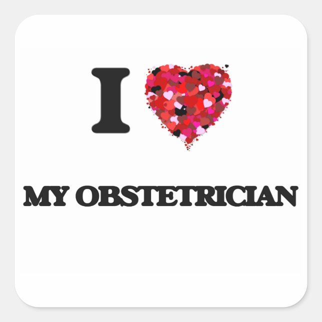 Sticker Carré J'Aime Mon Obstétricien (Devant)