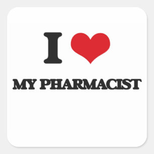 Sticker Carré J'aime mon pharmacien