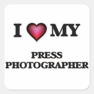 Sticker Carré J'aime mon photographe de presse