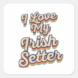 Sticker Carré J'Aime Mon Setter Irlandais