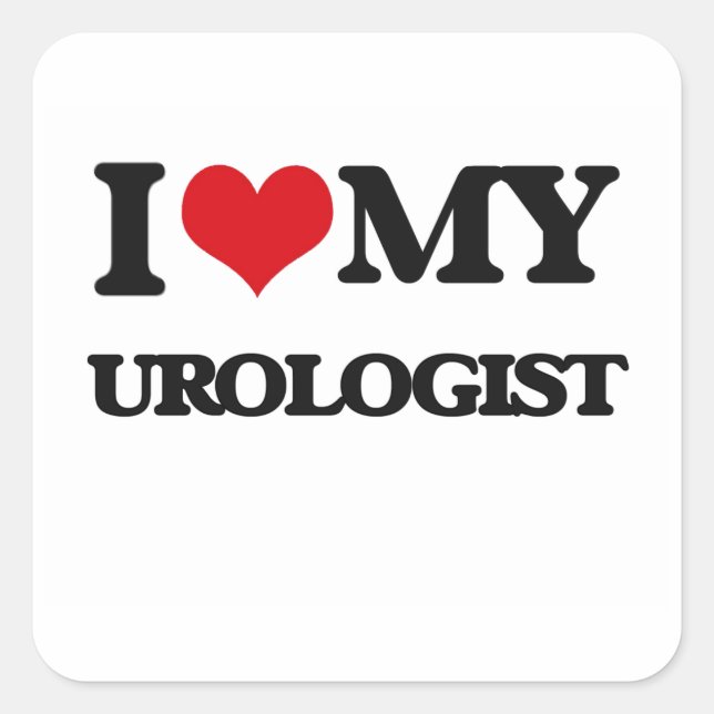 Sticker Carré J'aime mon urologue (Devant)