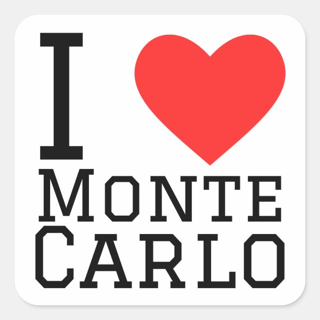 Sticker Carré J'aime Monte Carlo (Devant)