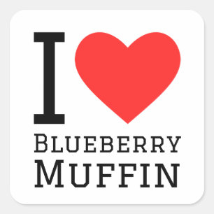 Sticker Carré J'aime muffin aux bleuets