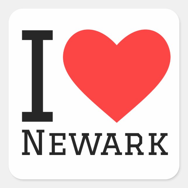 Sticker Carré J'aime Newark (Devant)