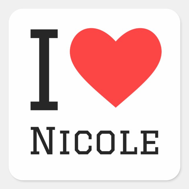 Sticker Carré J'aime nicole (Devant)
