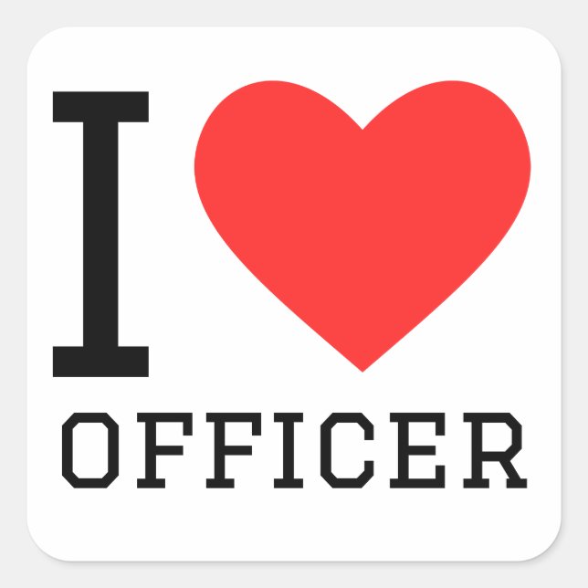 Sticker Carré J'aime officier (Devant)