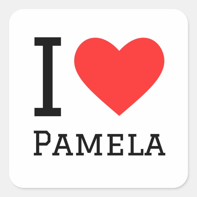 Sticker Carré J'aime Pamela (Devant)