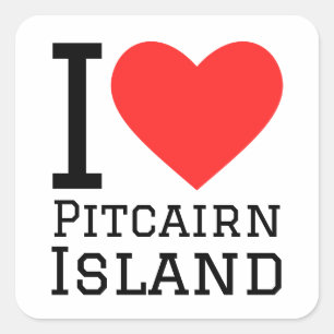 Sticker Carré J'aime Pitcairn île