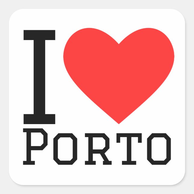 Sticker Carré J'aime Porto (Devant)
