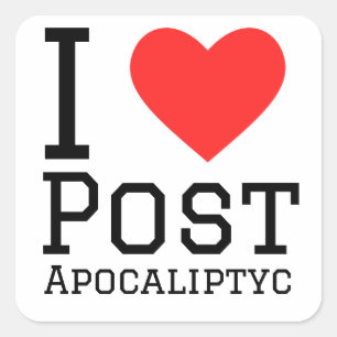 Sticker Carré J'aime post apocalyptique