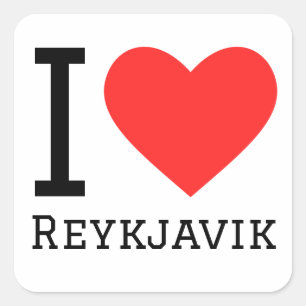 Sticker Carré J'aime reykjavik