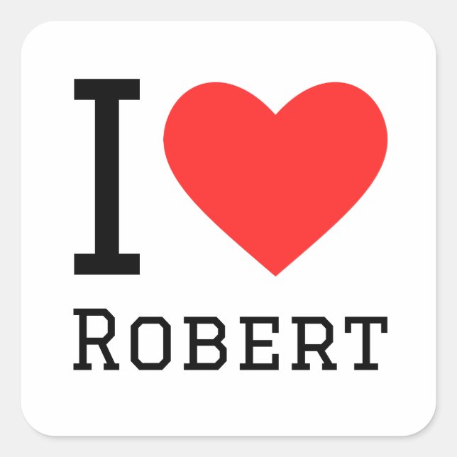 Sticker Carré J'aime robert (Devant)