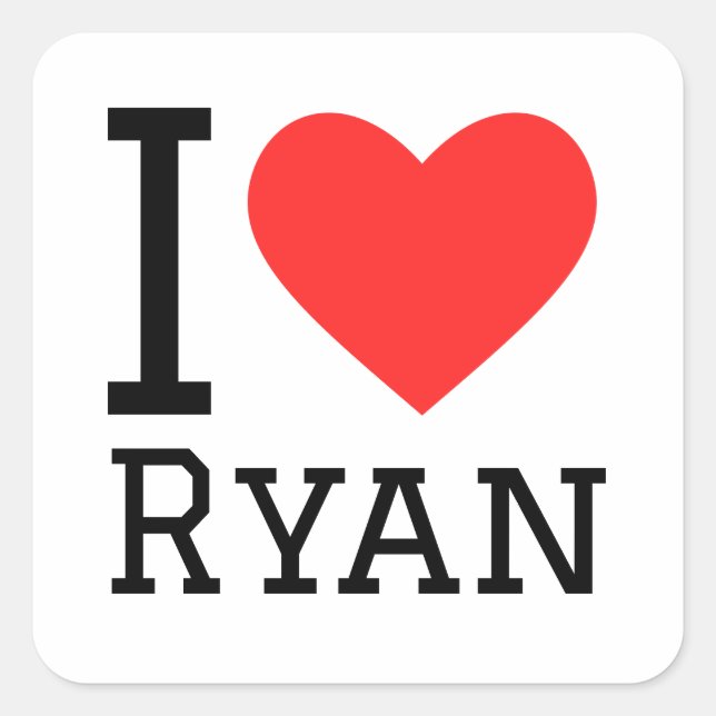 Sticker Carré J'aime ryan (Devant)