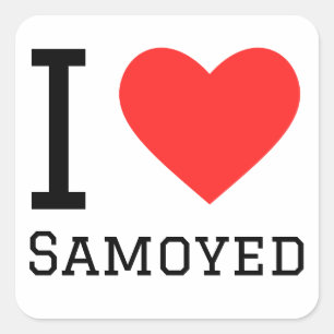 Sticker Carré J'aime Samoyed