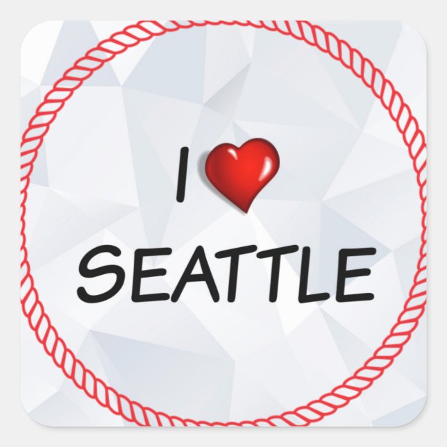 Sticker Carré J'aime Seattle (Devant)