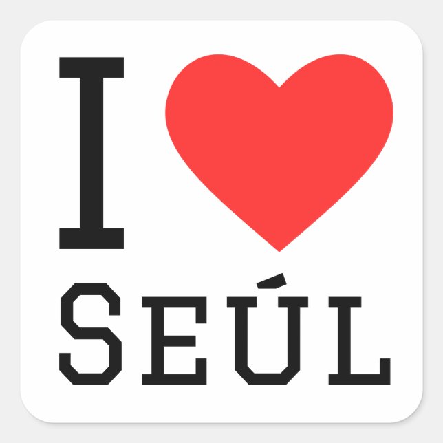 Sticker Carré J'aime Seúl (Devant)