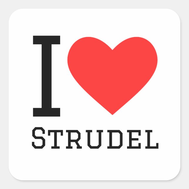 Sticker Carré J'aime strudel (Devant)