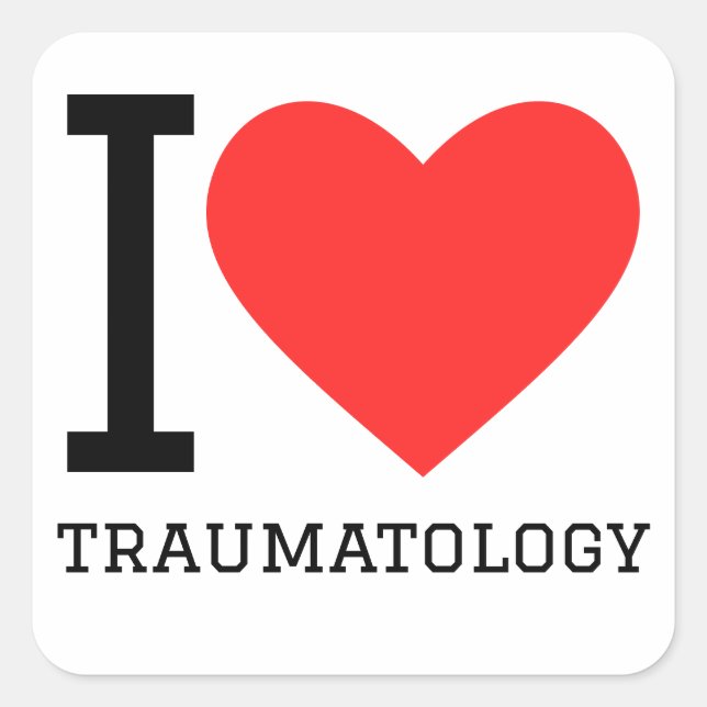 Sticker Carré J'aime traumatologie (Devant)
