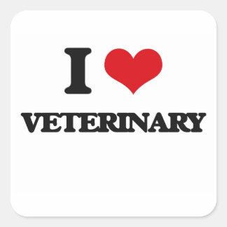 Sticker Carré J'aime Vétérinaire