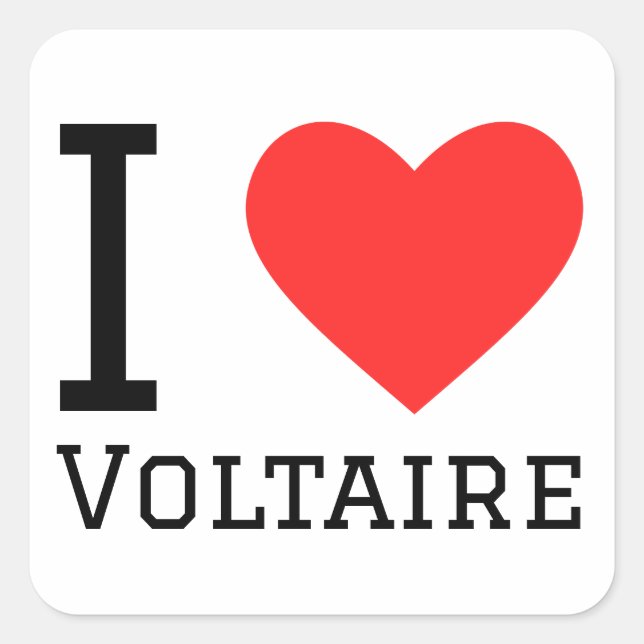 Sticker Carré J'aime Voltaire (Devant)