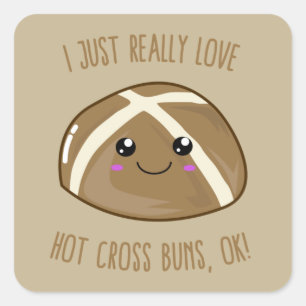 Sticker Carré J'Aime Vraiment Les Buns De Croix Chaude, OK ! Kaw